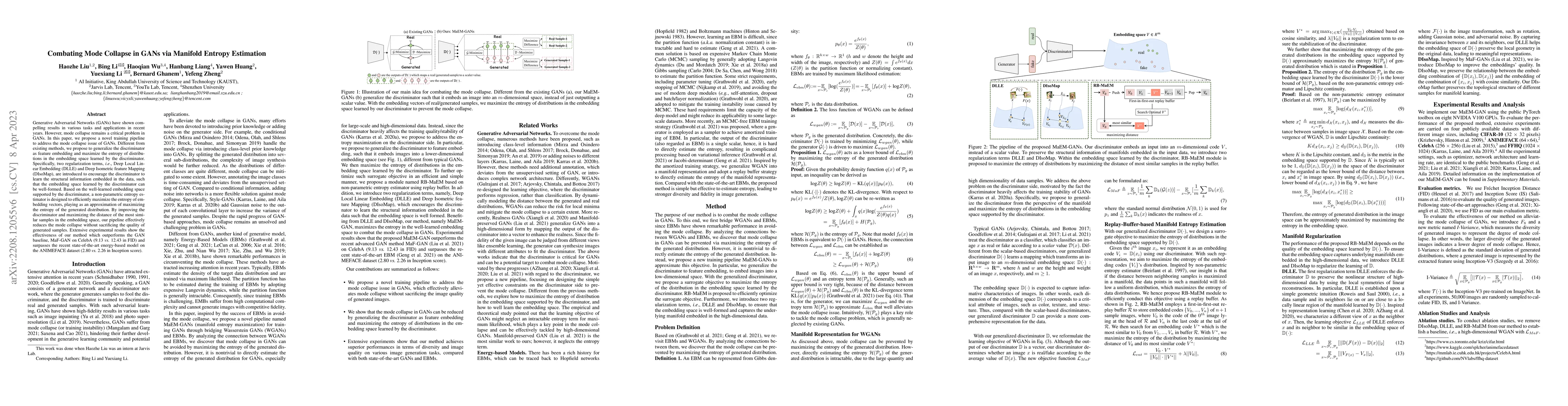 Thumbnail for Combating Mode Collapse in GANs via Manifold Entropy Estimation