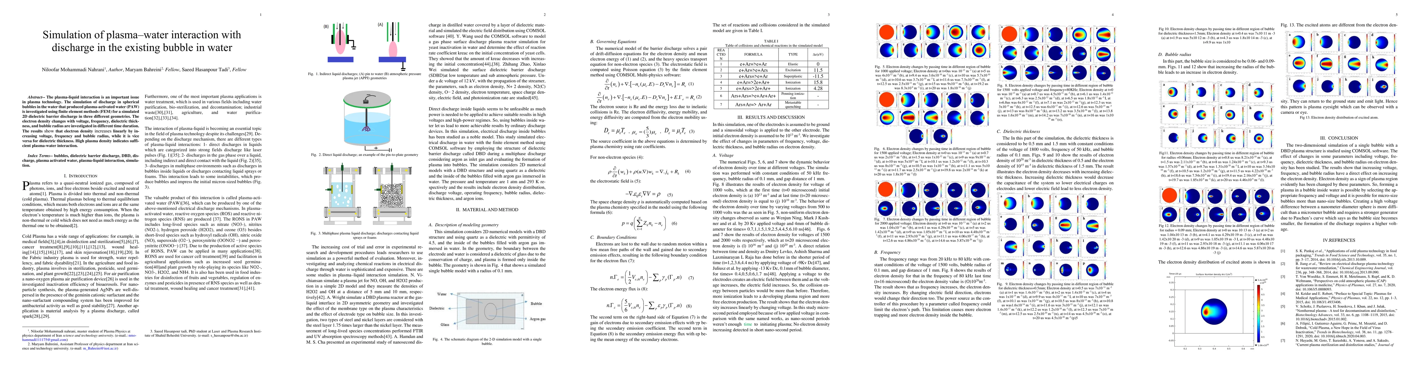 Thumbnail for Simulation of plasma water interaction with discharge in the existing
  bubble in water