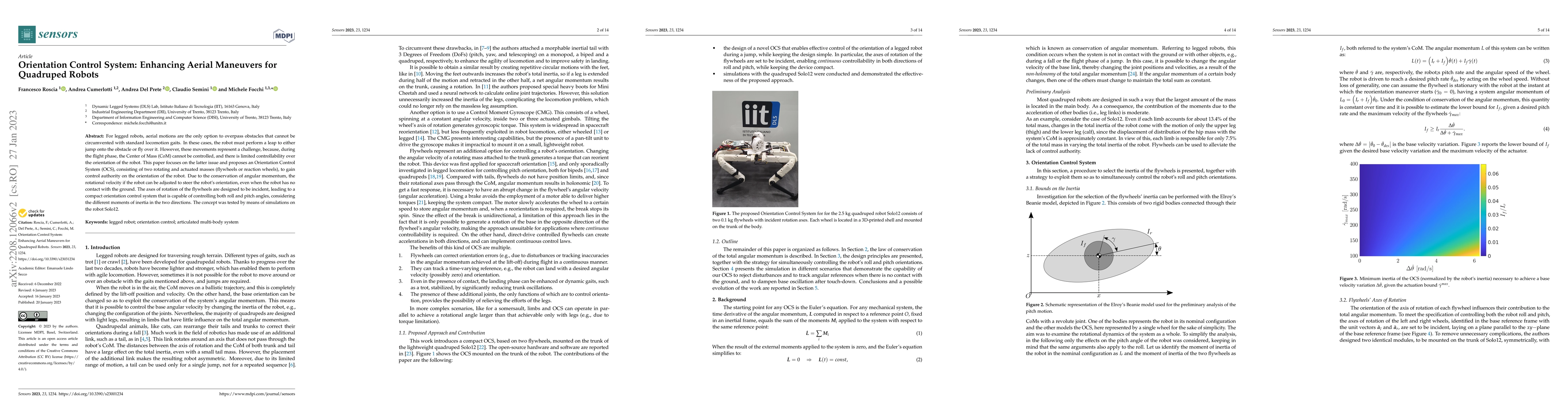 Thumbnail for Orientation Control System: Enhancing Aerial Maneuvers for Quadruped
  Robots