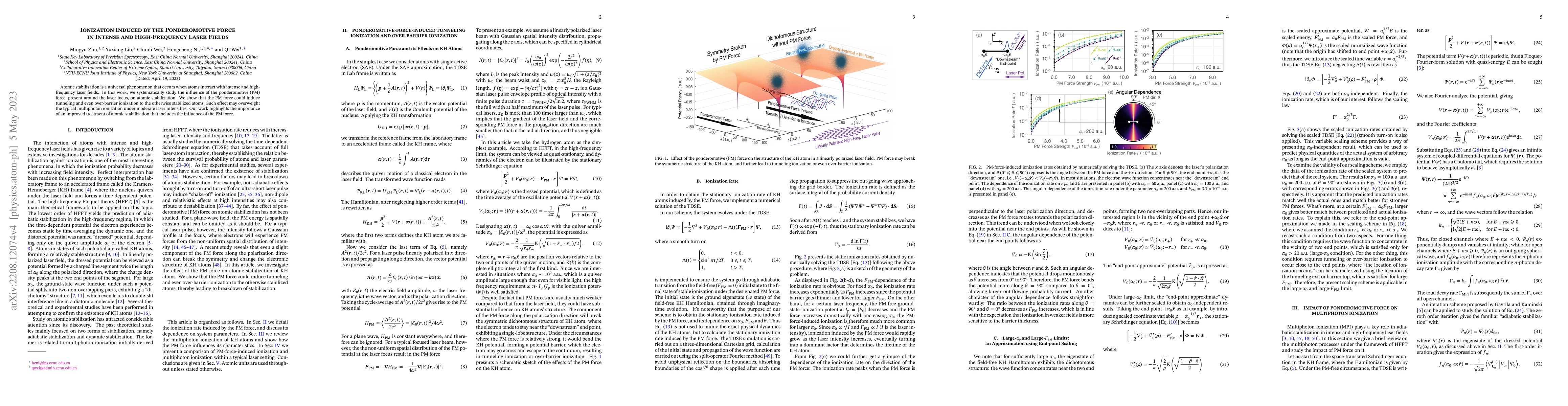 Thumbnail for Ionization Induced by the Ponderomotive Force in Intense and
  High-Frequency Laser Fields