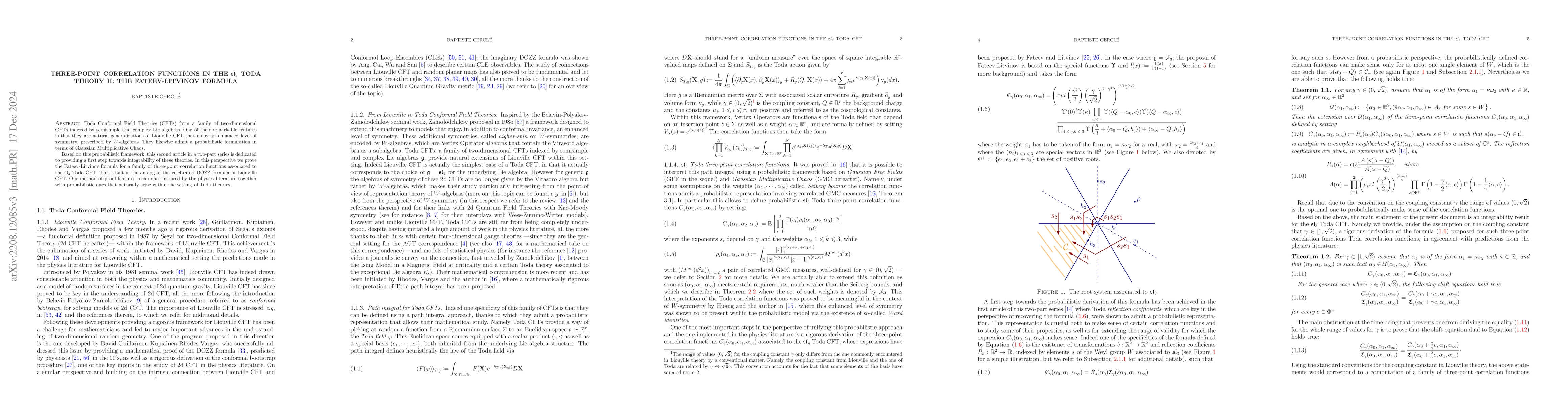 Thumbnail for Three-point correlation functions in the $\mathfrak{sl}_3$ Toda theory
  II: the Fateev-Litvinov formula