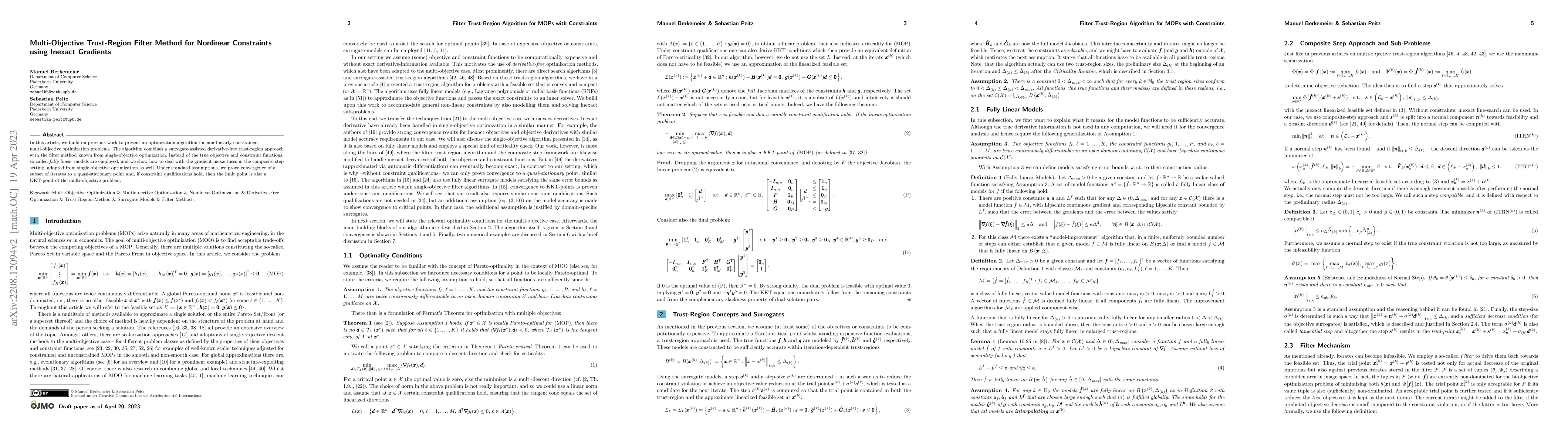 Thumbnail for Multi-Objective Trust-Region Filter Method for Nonlinear Constraints
  using Inexact Gradients
