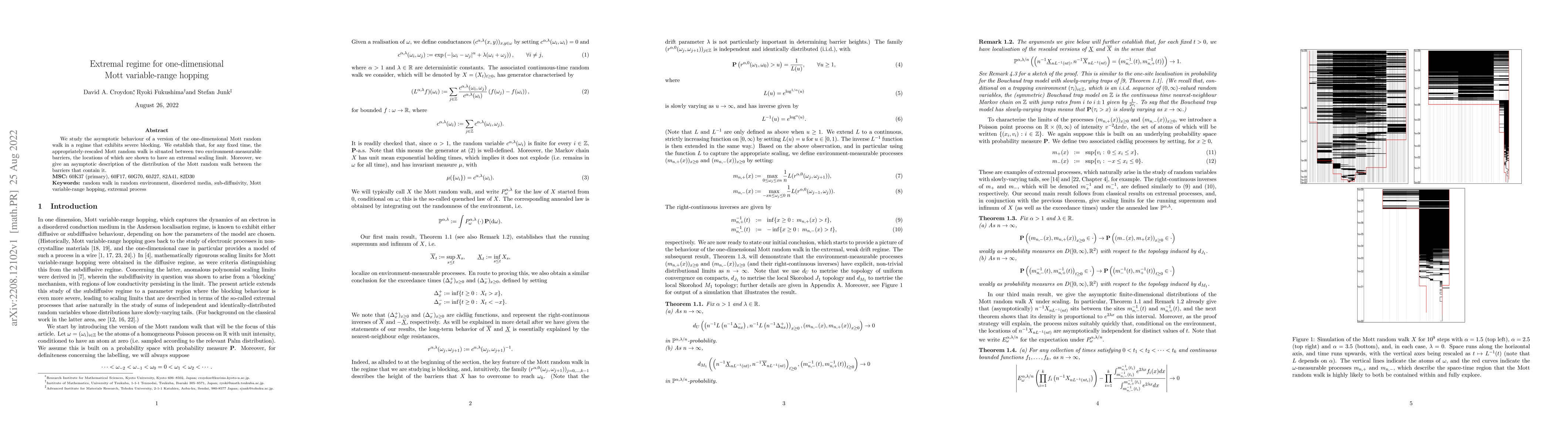 Thumbnail for Extremal regime for one-dimensional Mott variable-range hopping