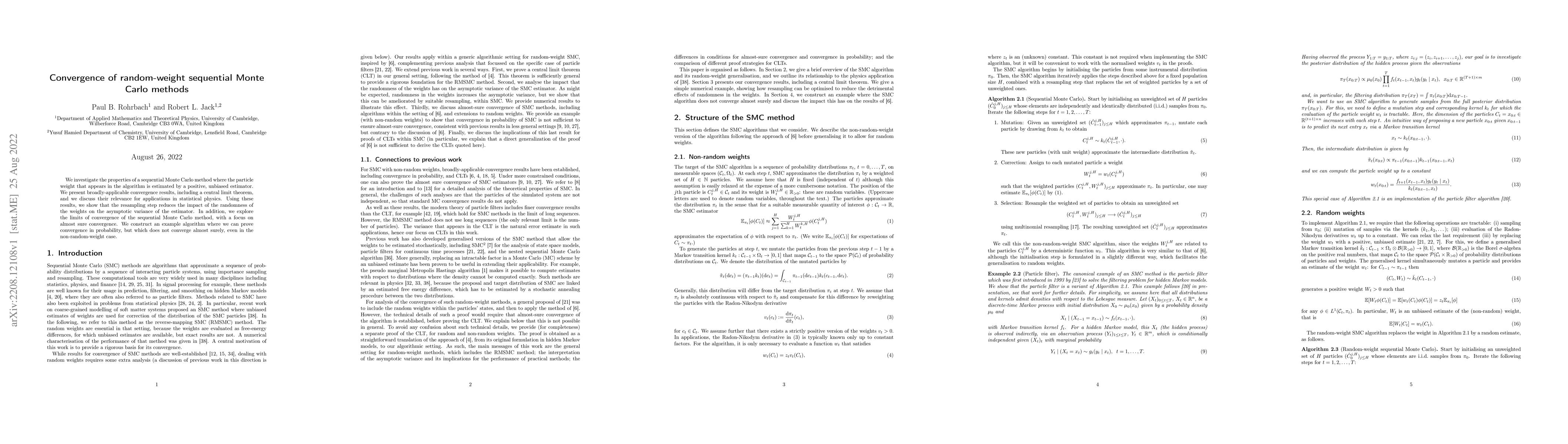 Thumbnail for Convergence of random-weight sequential Monte Carlo methods