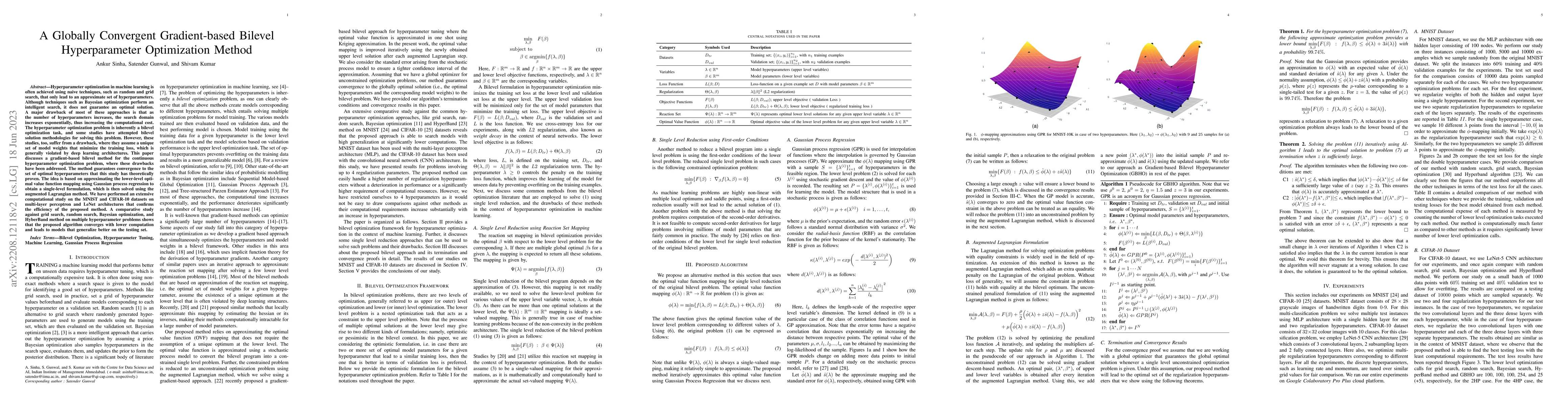 Thumbnail for A Globally Convergent Gradient-based Bilevel Hyperparameter Optimization
  Method