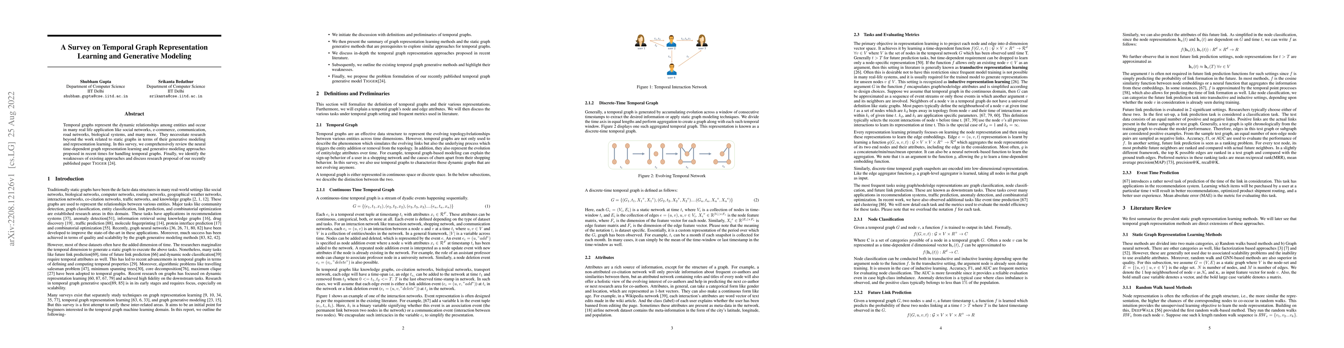 Thumbnail for A Survey on Temporal Graph Representation Learning and Generative
  Modeling