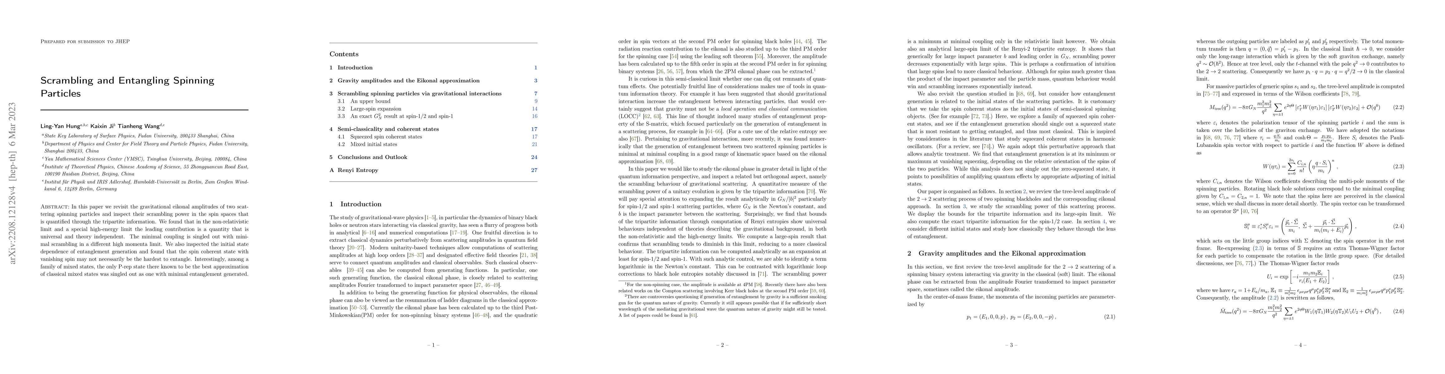 Thumbnail for Scrambling and Entangling Spinning Particles