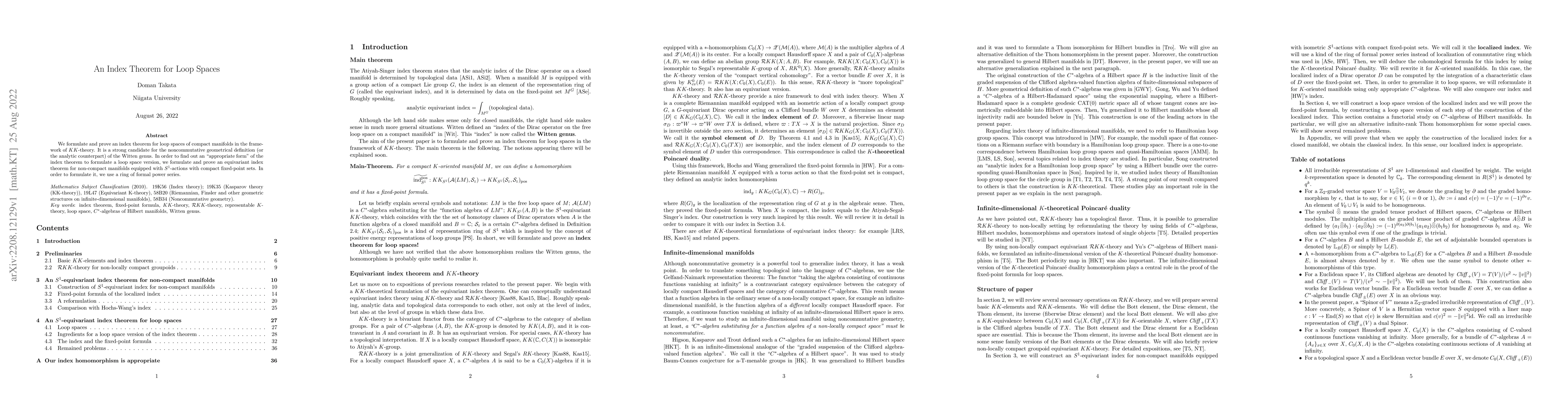Thumbnail for An Index Theorem for Loop Spaces
