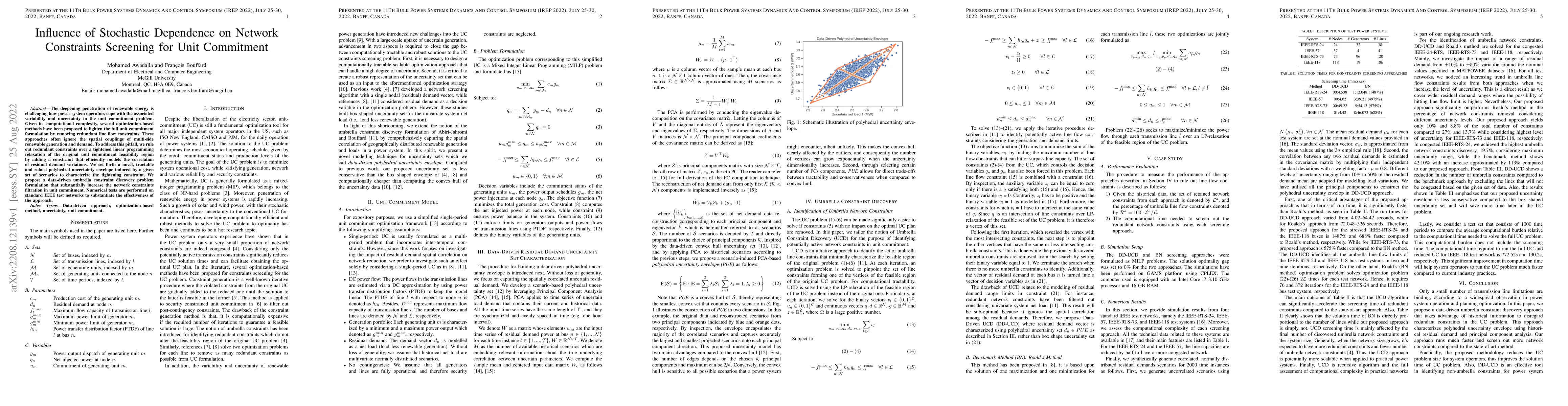 Thumbnail for Influence of Stochastic Dependence on Network Constraints Screening for
  Unit Commitment