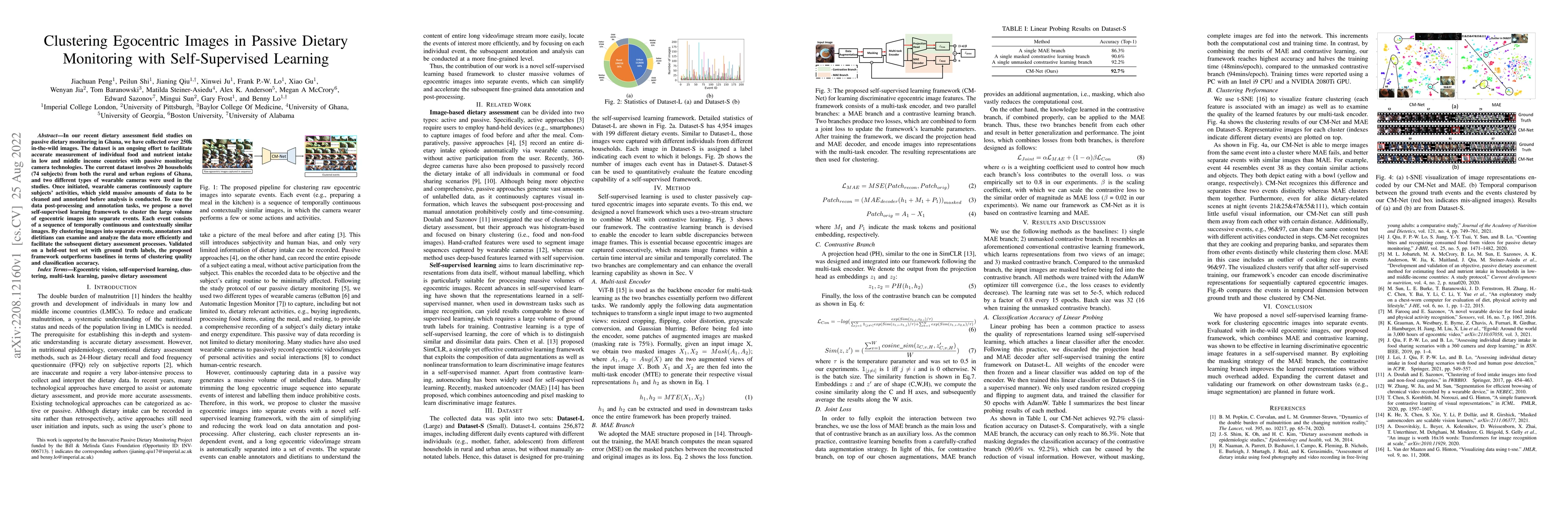 Thumbnail for Clustering Egocentric Images in Passive Dietary Monitoring with
  Self-Supervised Learning