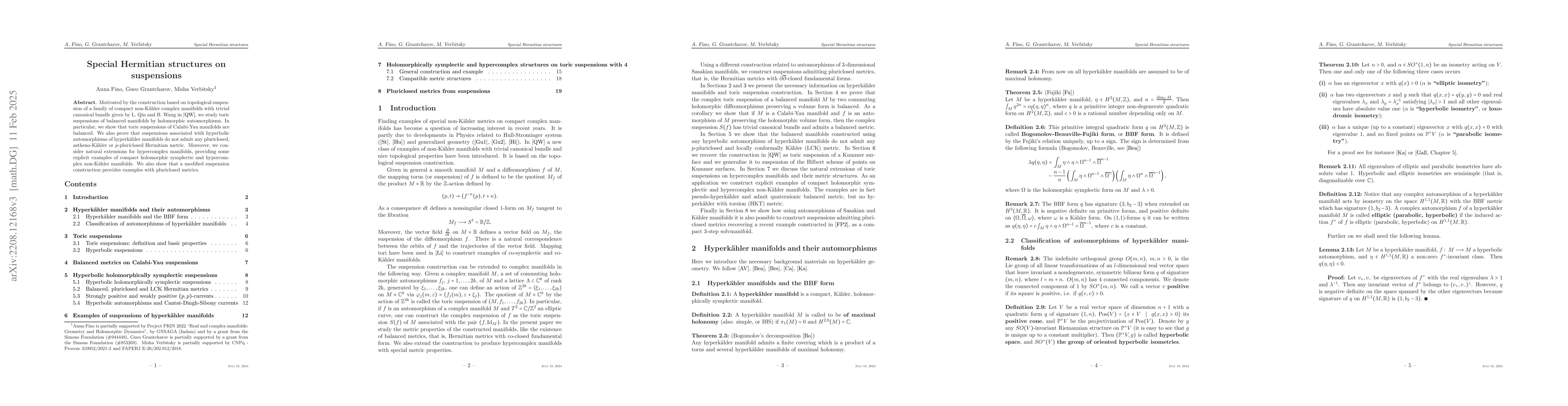 Thumbnail for Special Hermitian structures on suspensions