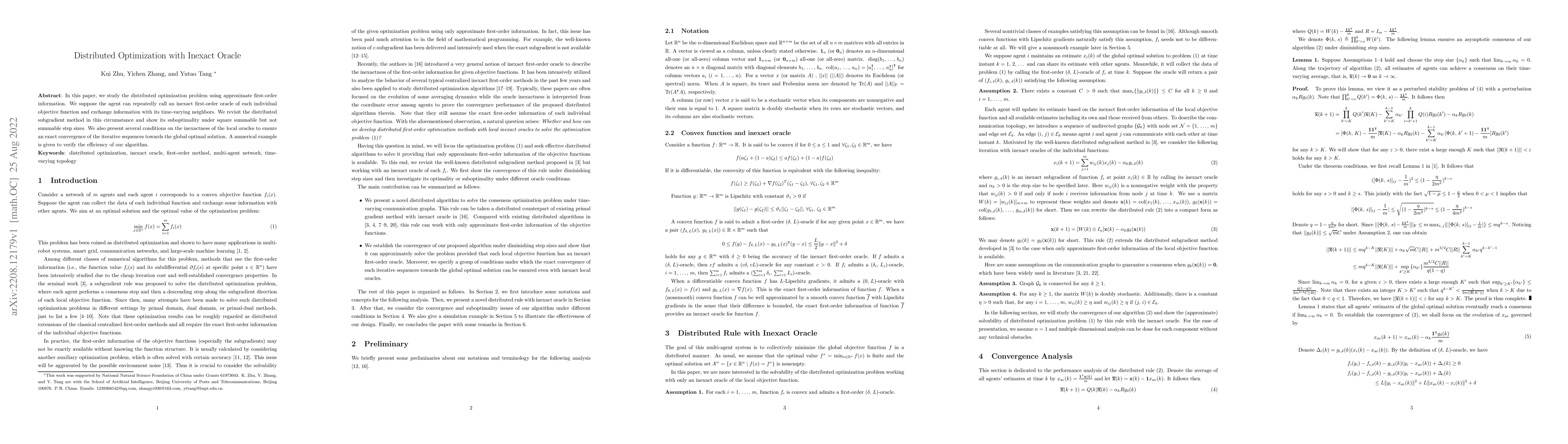 Thumbnail for Distributed Optimization with Inexact Oracle