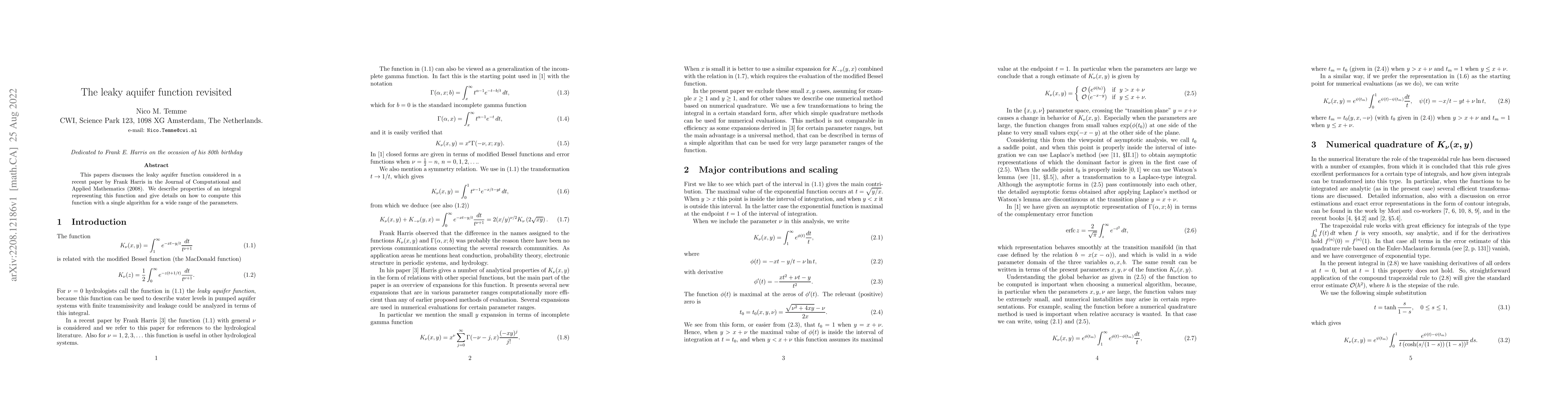 Thumbnail for The leaky aquifer function revisited