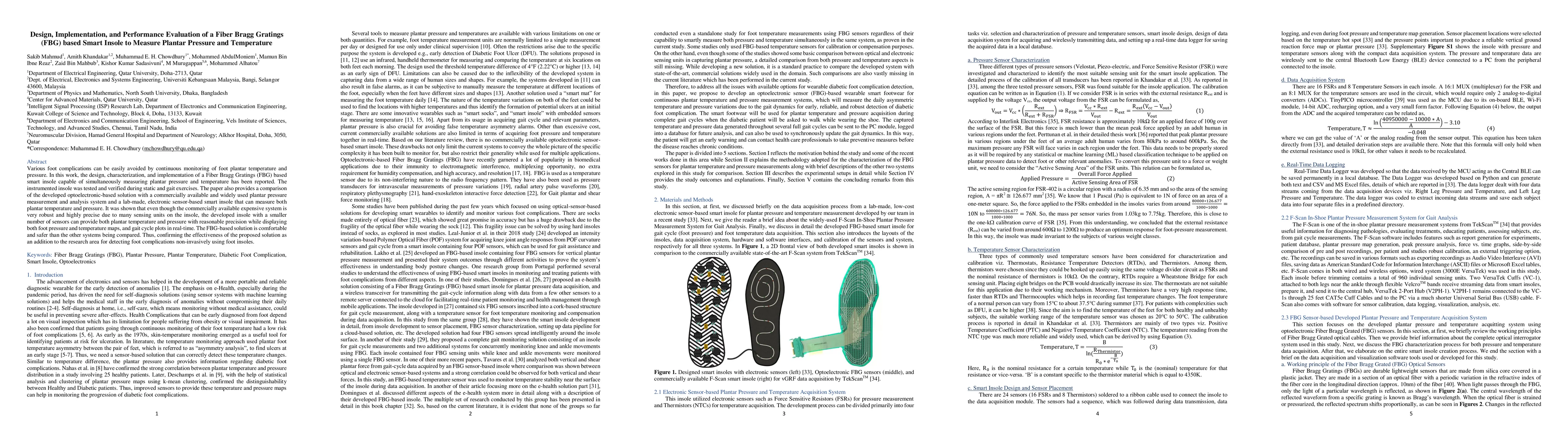 Thumbnail for Design, Implementation, and Performance Evaluation of a Fiber Bragg
  Gratings(FBG) based Smart Insole to Measure Plantar Pressure and Temperature