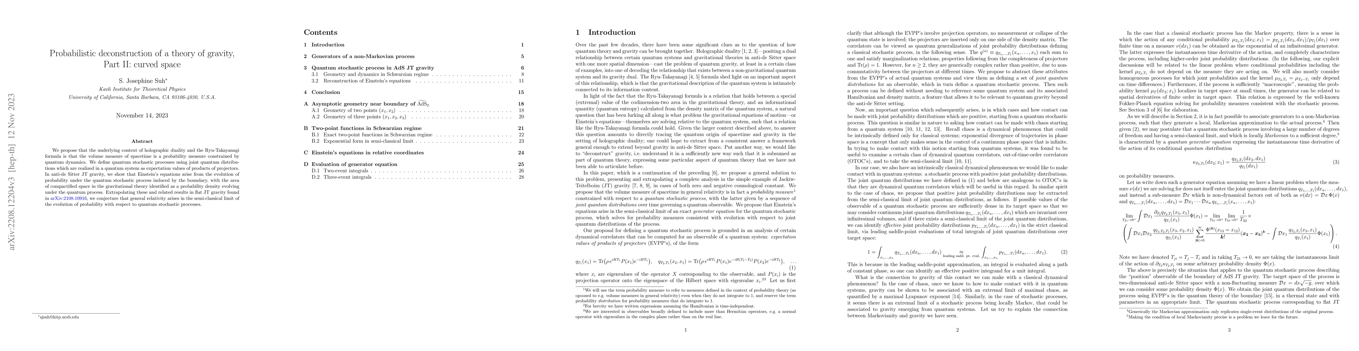 Thumbnail for Probabilistic deconstruction of a theory of gravity, Part II: curved
  space