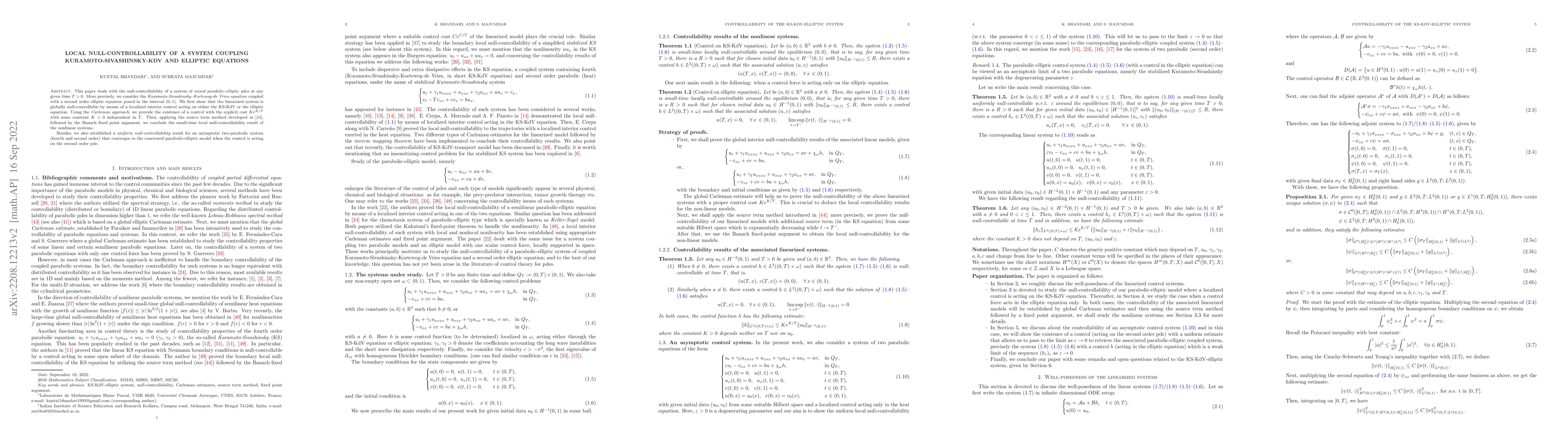 Thumbnail for Local null-controllability of a system coupling Kuramoto-Sivashinsky-KdV
  and elliptic equations