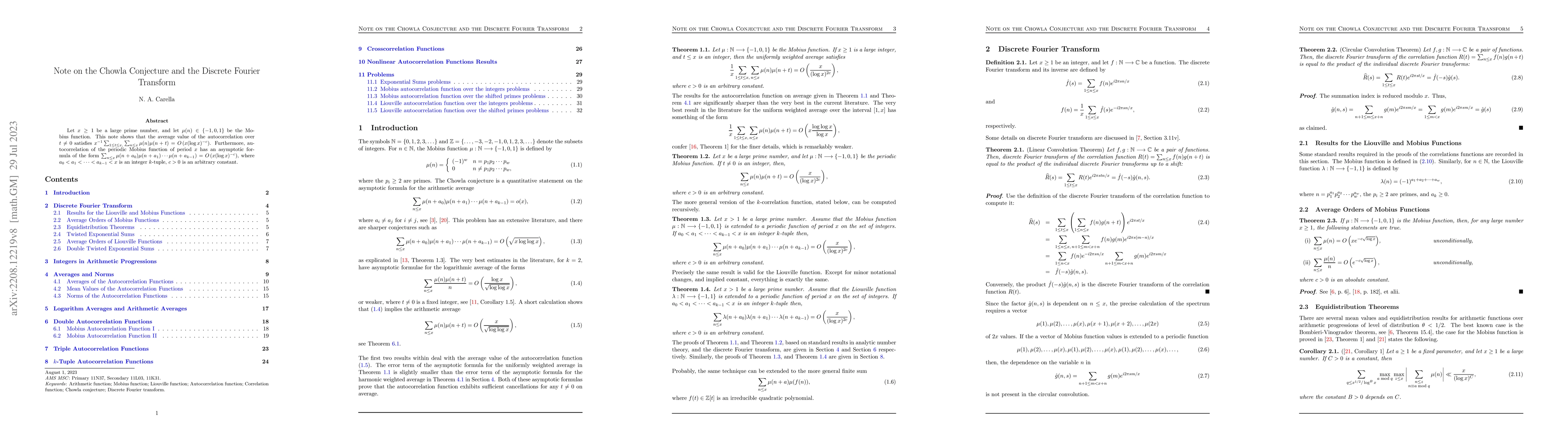 Thumbnail for Note on the Chowla Conjecture and the Discrete Fourier Transform