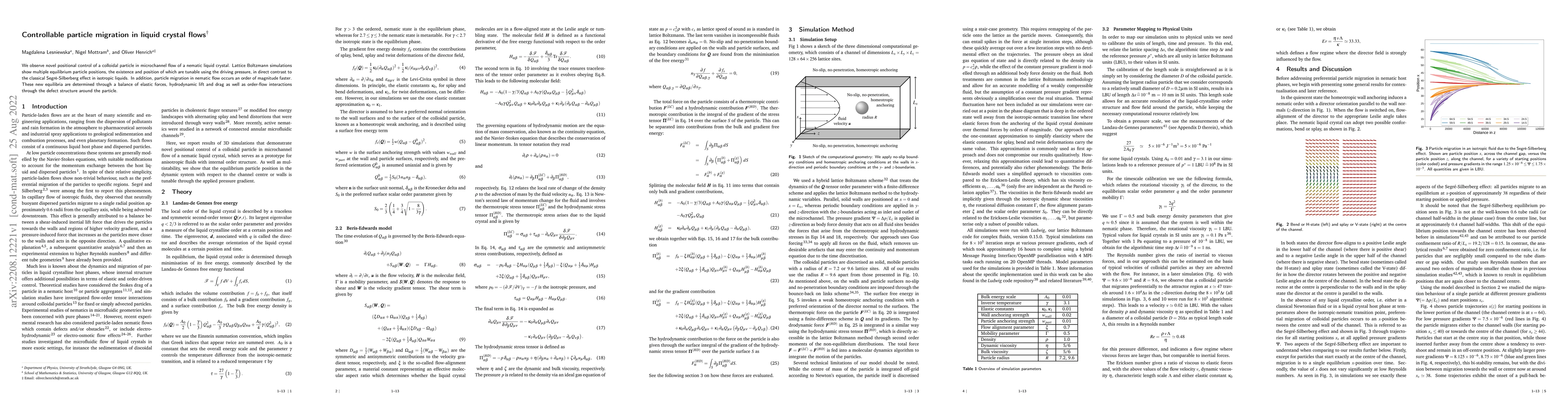 Thumbnail for Controllable particle migration in liquid crystal flows