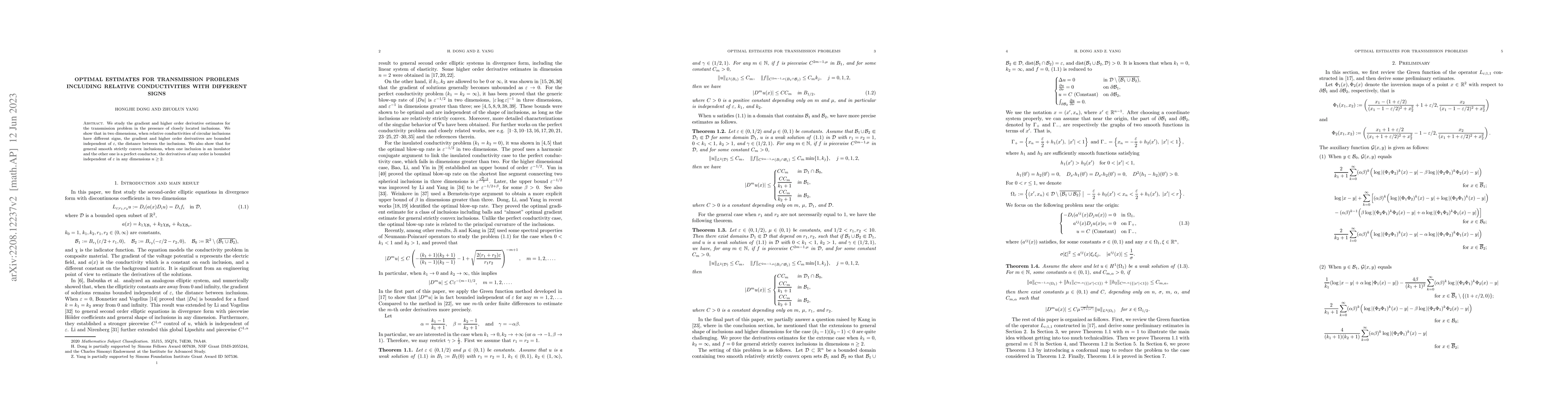 Thumbnail for Optimal estimates for transmission problems including relative
  conductivities with different signs
