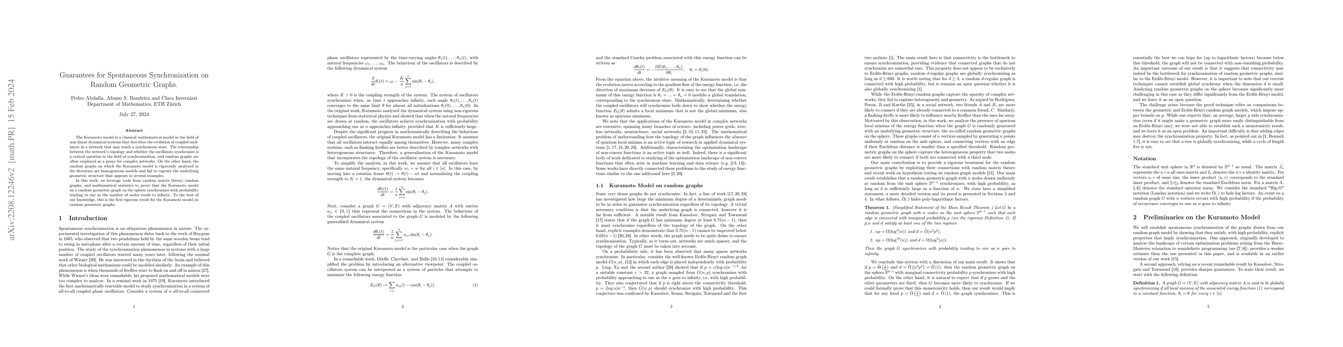 Thumbnail for Guarantees for Spontaneous Synchronization on Random Geometric Graphs