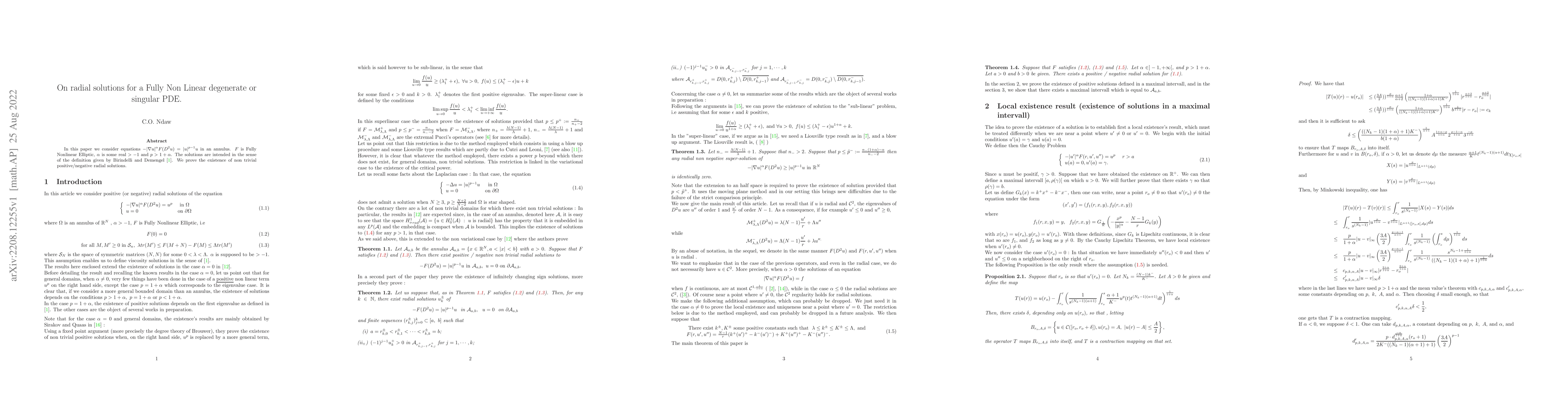 Thumbnail for On radial solutions for a Fully Non Linear degenerate or singular PDE