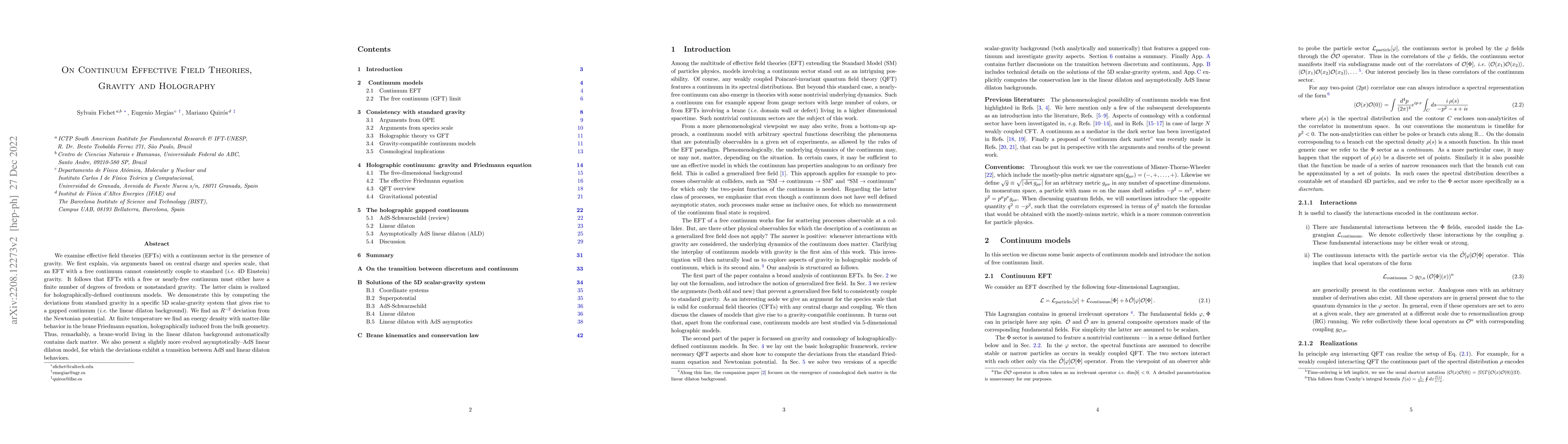 Thumbnail for On Continuum Effective Field Theories, Gravity and Holography