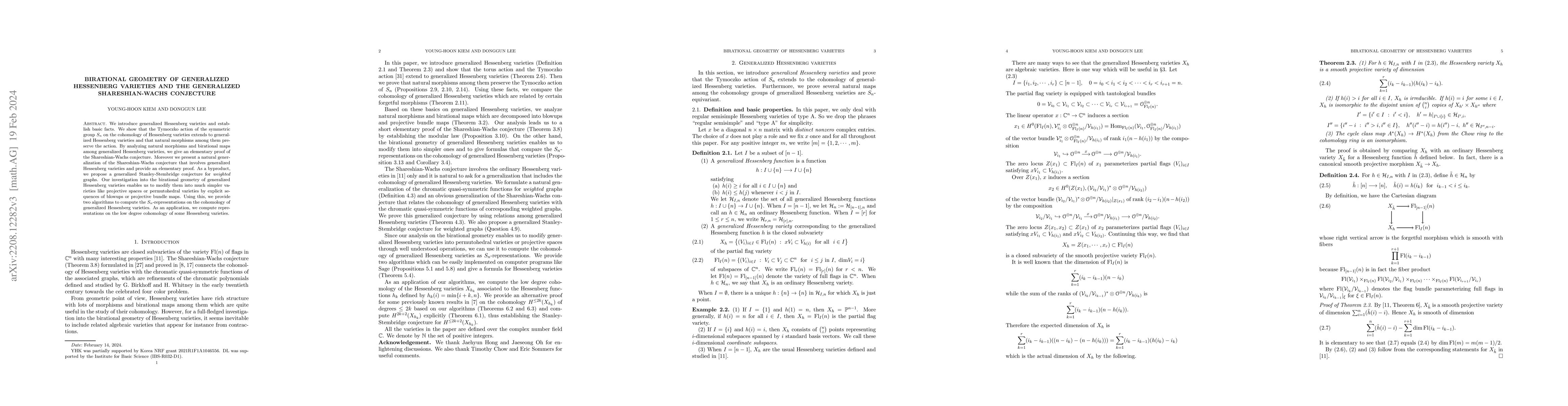 Thumbnail for Birational geometry of generalized Hessenberg varieties and the
  generalized Shareshian-Wachs conjecture