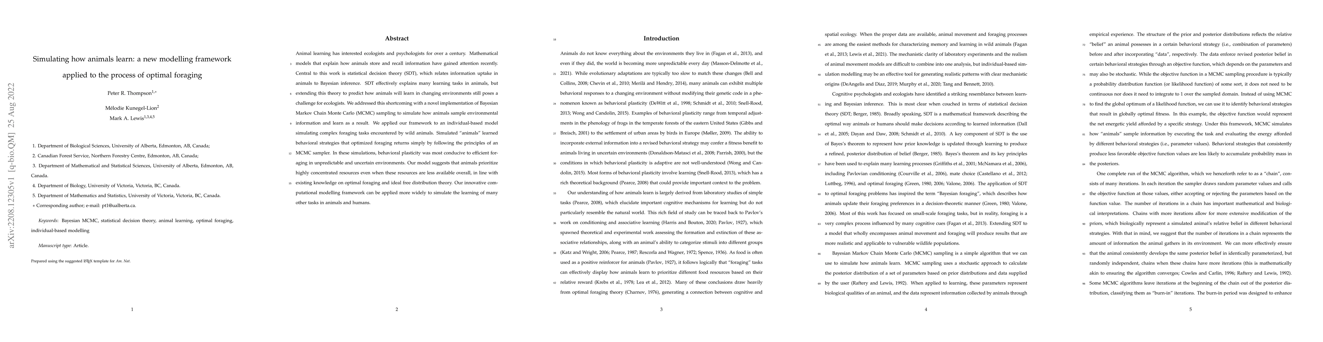 Thumbnail for Simulating how animals learn: a new modelling framework applied to the
  process of optimal foraging