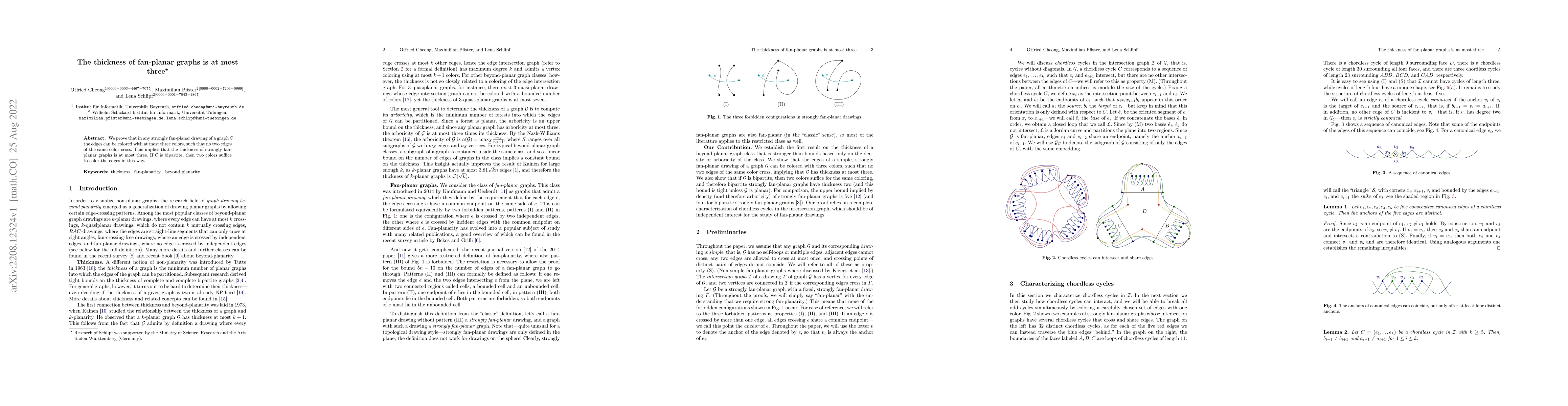 Thumbnail for The thickness of fan-planar graphs is at most three