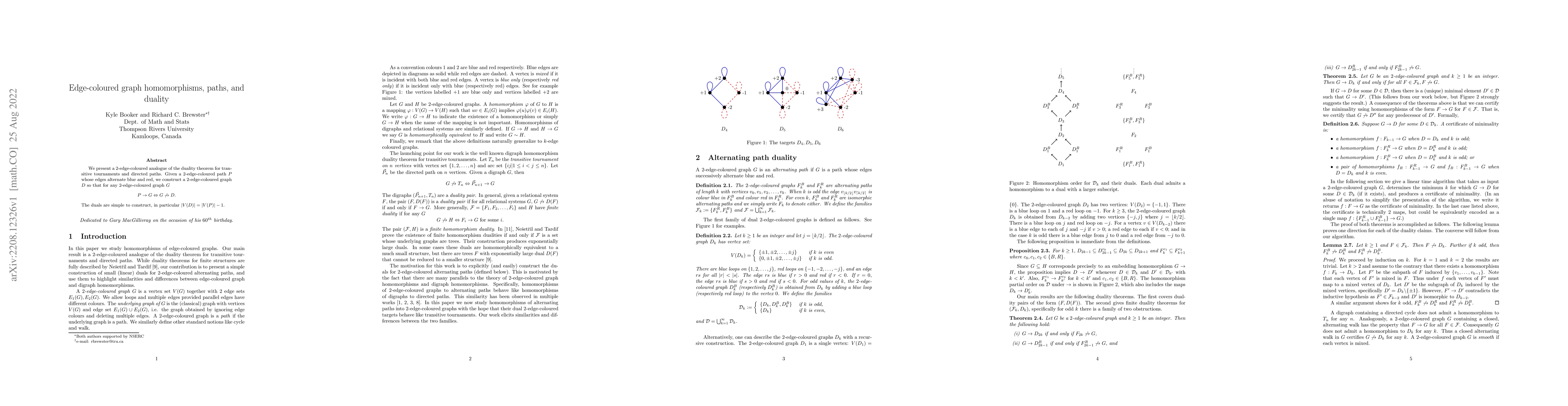 Thumbnail for Edge-coloured graph homomorphisms, paths, and duality