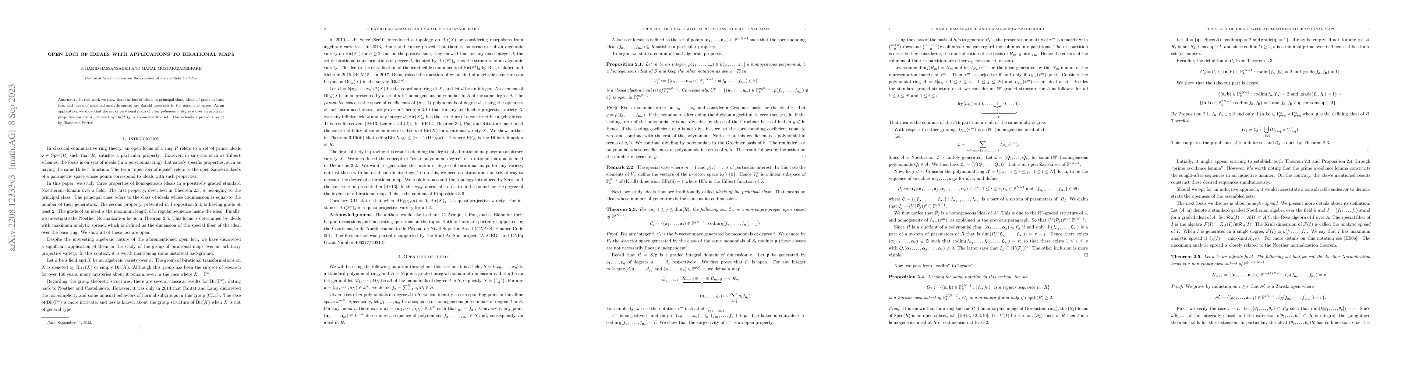 Thumbnail for Open loci of ideals with applications to Birational maps