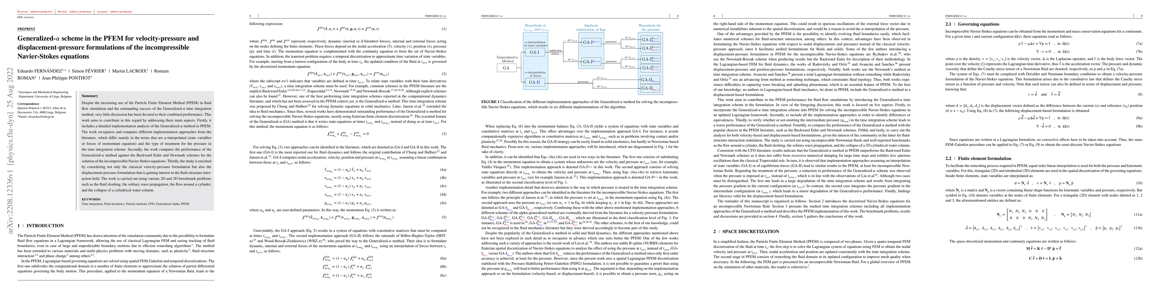 Thumbnail for Generalized-alpha scheme in the PFEM for velocity-pressure and
  displacement-pressure formulations of the incompressible Navier-Stokes
  equations