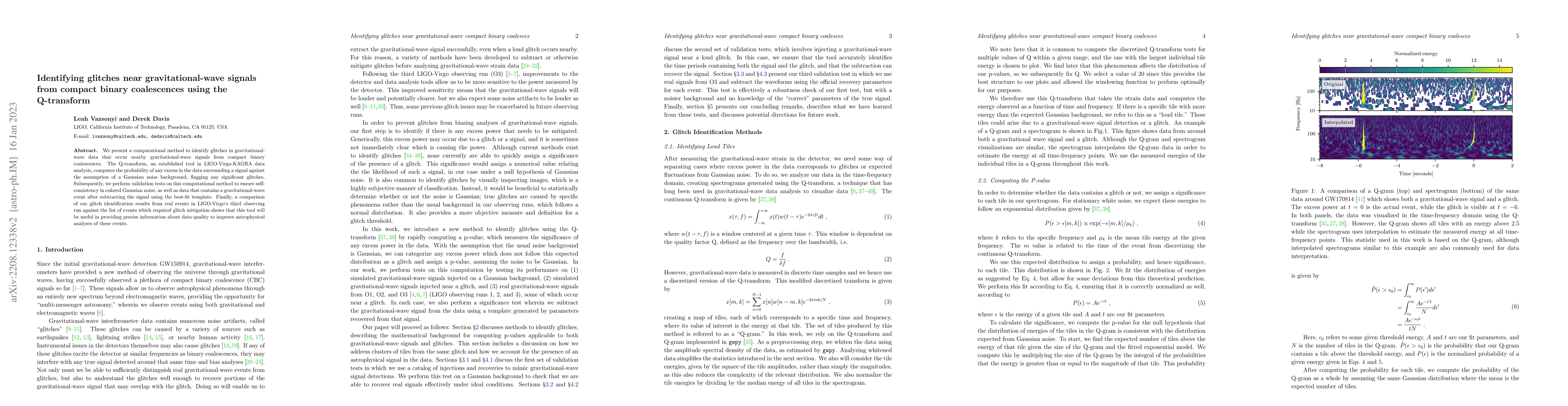 Thumbnail for Identifying glitches near gravitational-wave signals from compact binary
  coalescences using the Q-transform