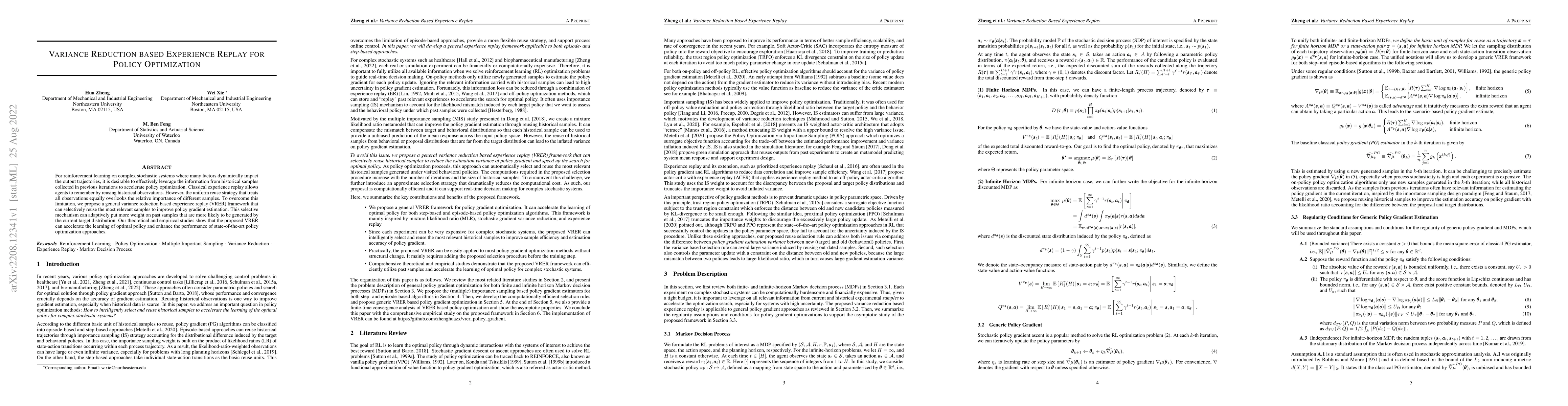Thumbnail for Variance Reduction based Experience Replay for Policy Optimization