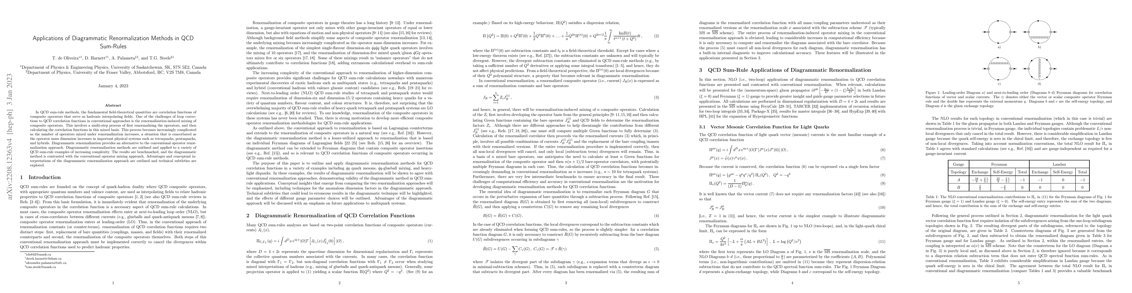 Thumbnail for Applications of Diagrammatic Renormalization Methods in QCD Sum-Rules