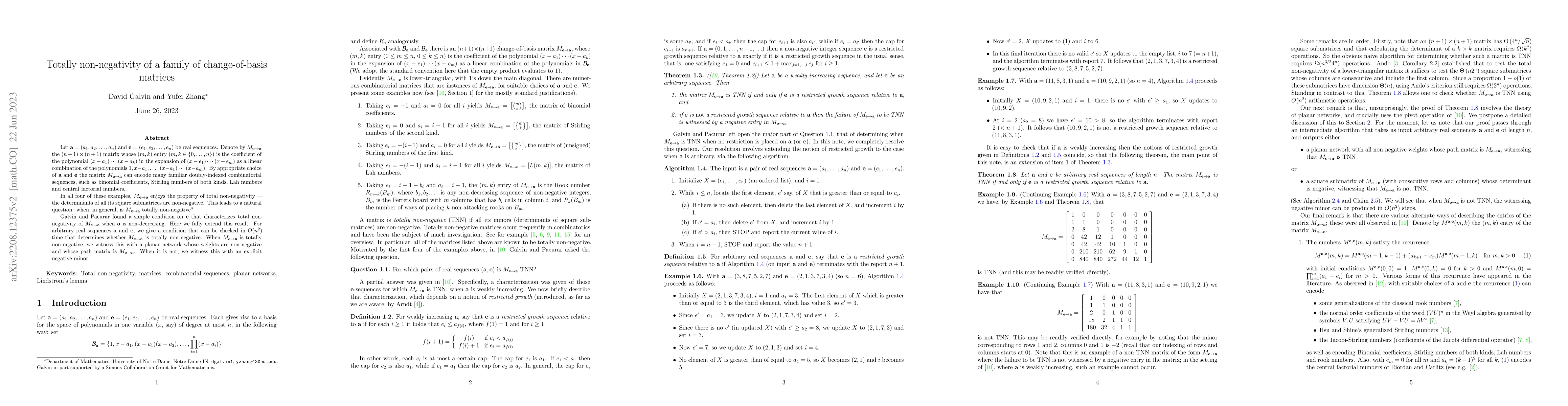 Thumbnail for Totally non-negativity of a family of change-of-basis matrices