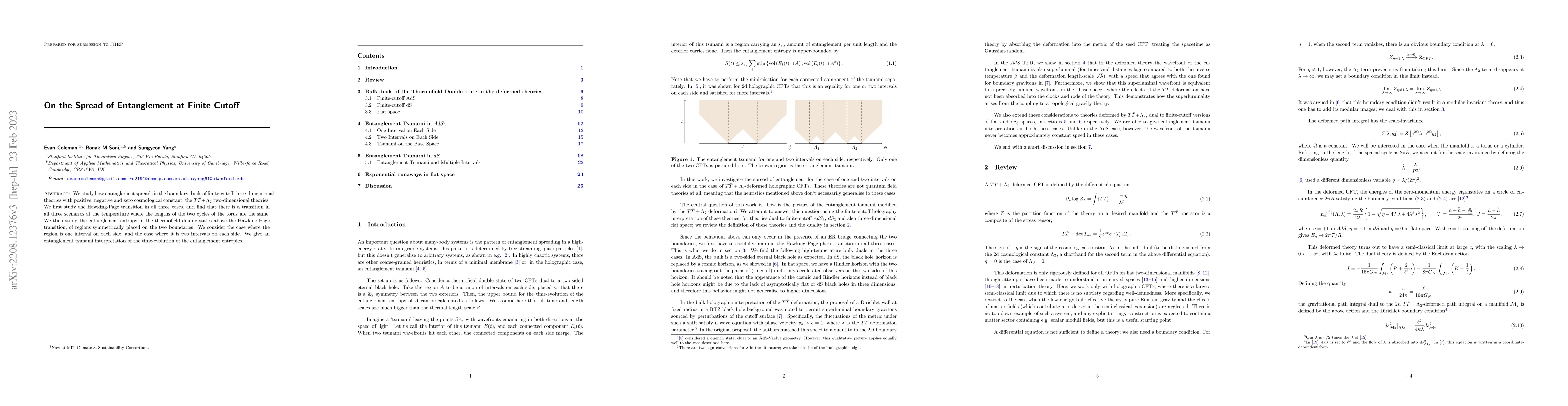 Thumbnail for On the Spread of Entanglement at Finite Cutoff
