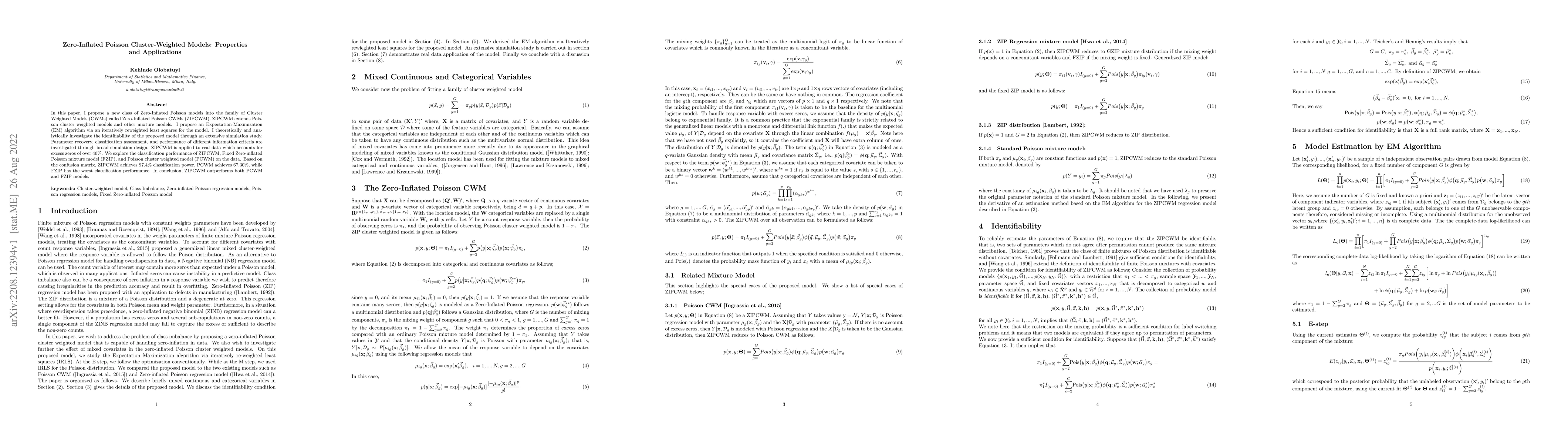 Thumbnail for Zero-Inflated Poisson Cluster-Weighted Models: Properties and
  Applications
