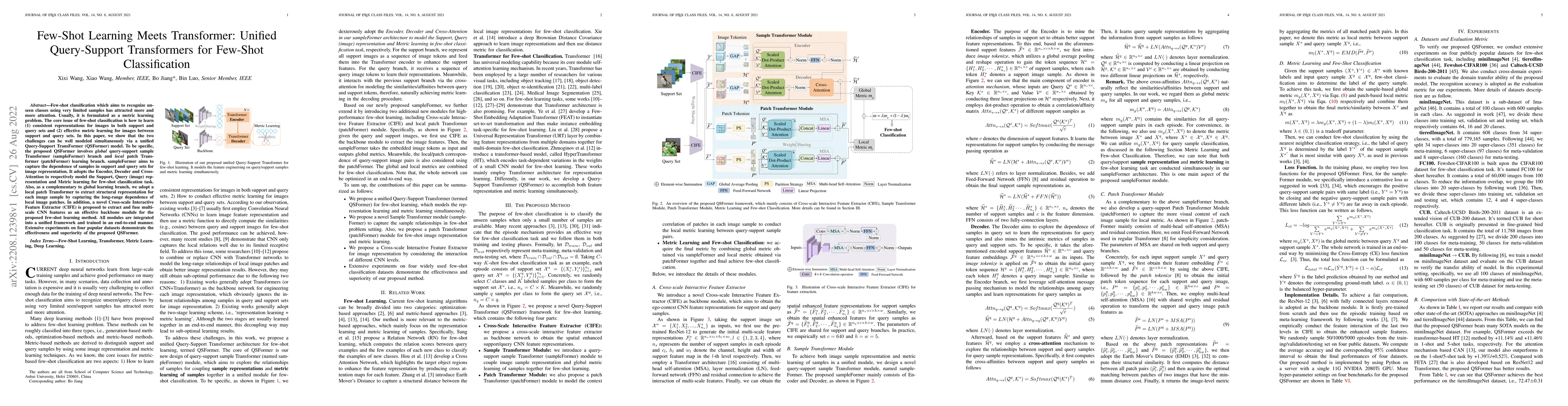 Thumbnail for Few-Shot Learning Meets Transformer: Unified Query-Support Transformers
  for Few-Shot Classification
