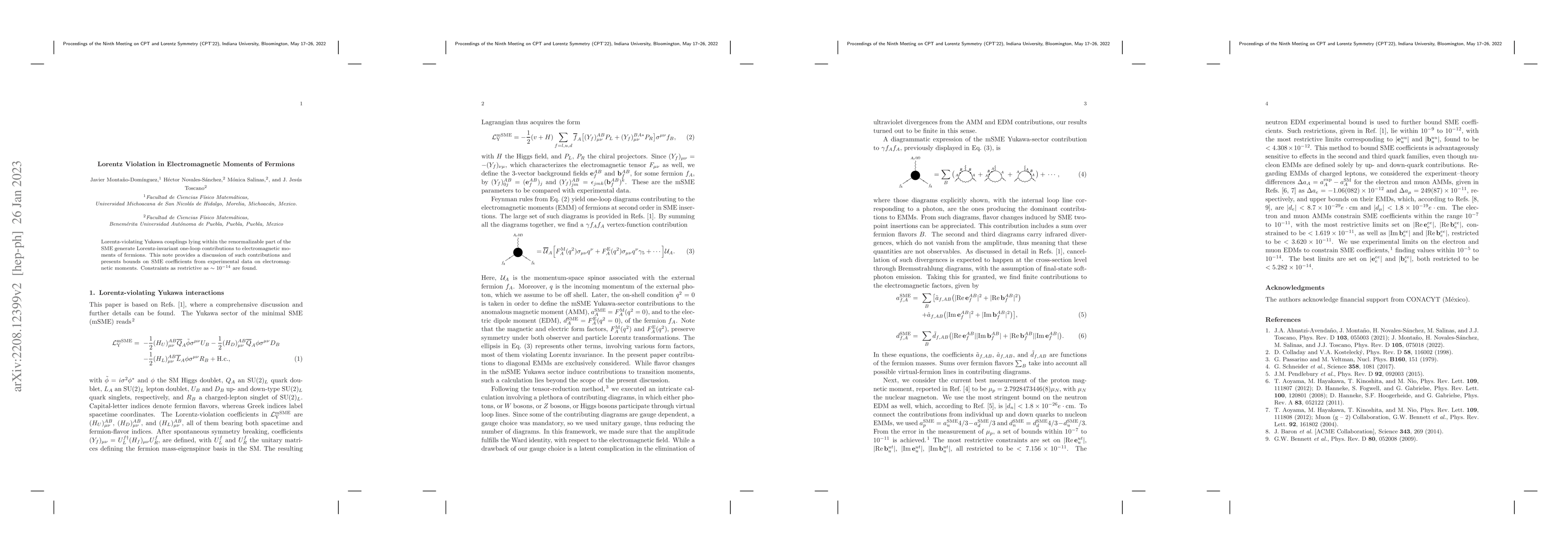 Thumbnail for Lorentz violation in electromagnetic moments of fermions