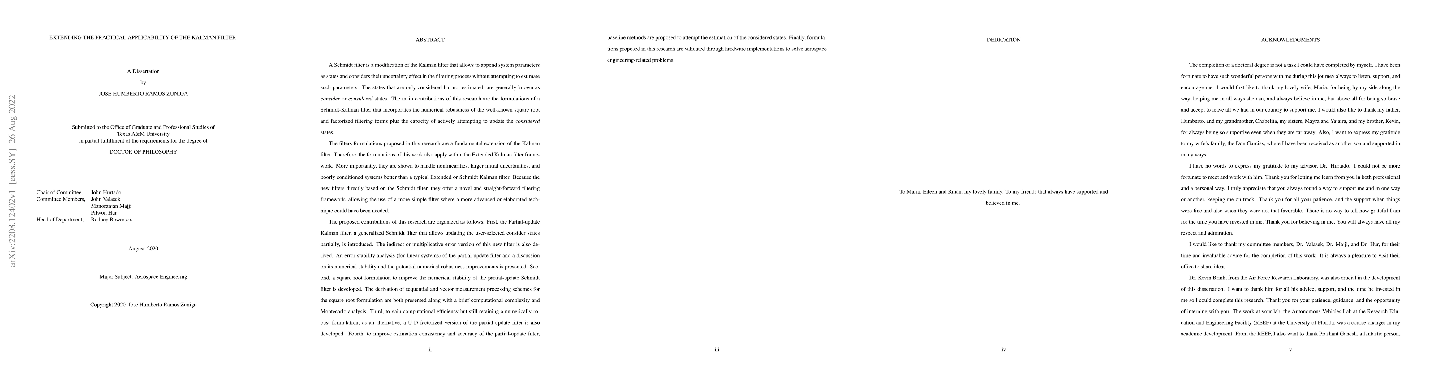 Thumbnail for Extending the practical applicability of the Kalman Filter