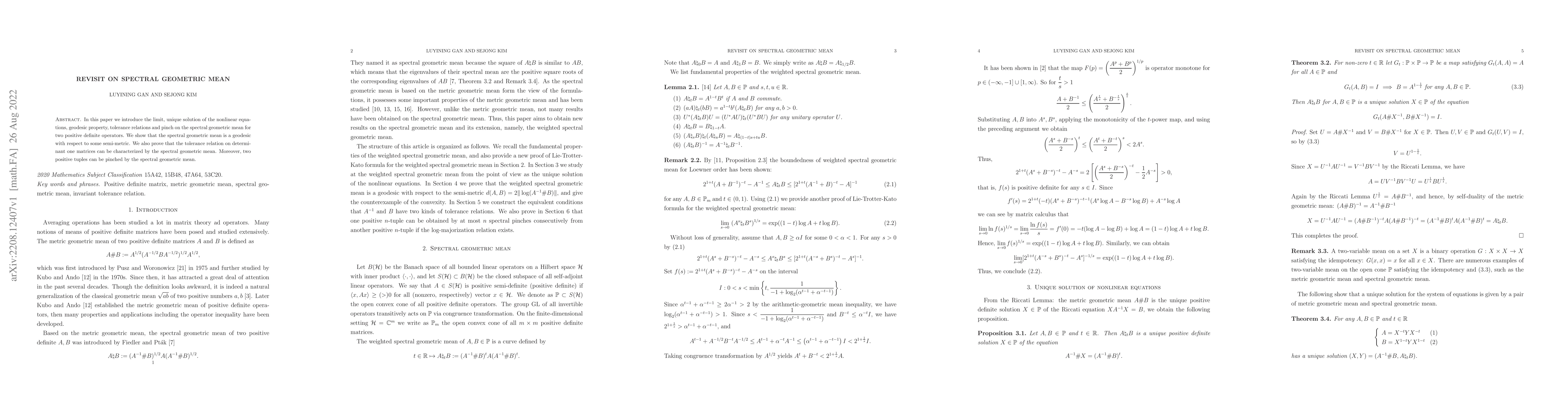 Thumbnail for Revisit on spectral geometric mean