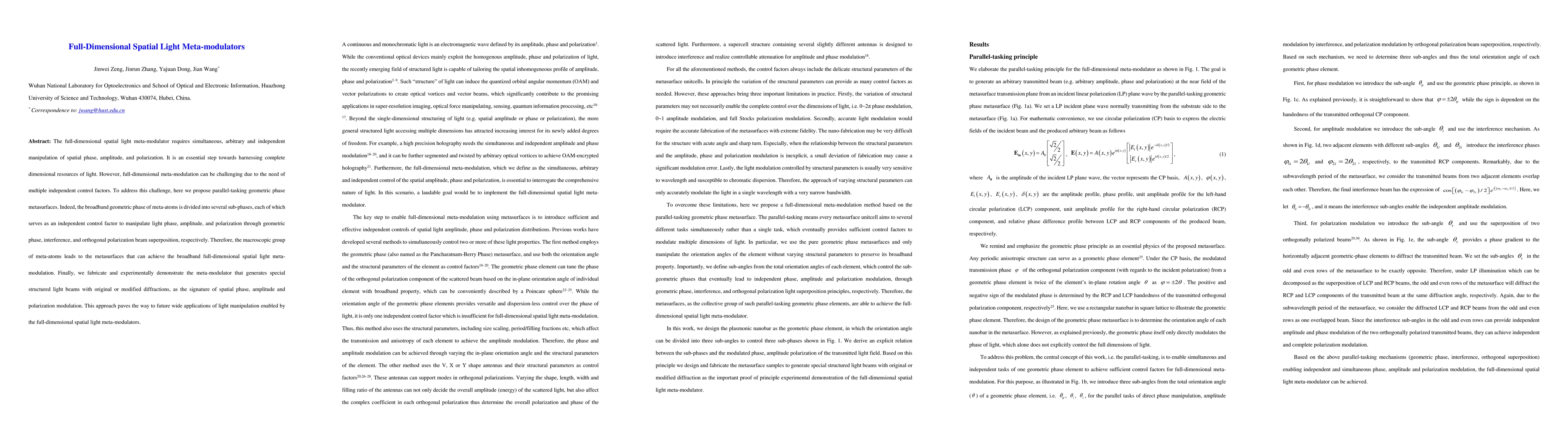 Thumbnail for Full-Dimensional Spatial Light Meta-modulators