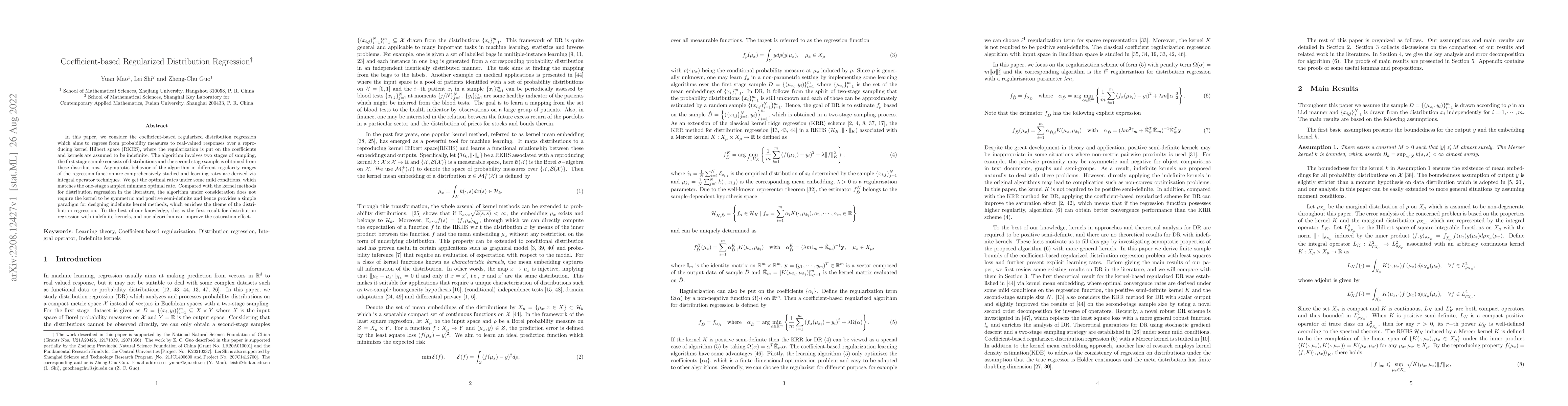 Thumbnail for Coefficient-based Regularized Distribution Regression