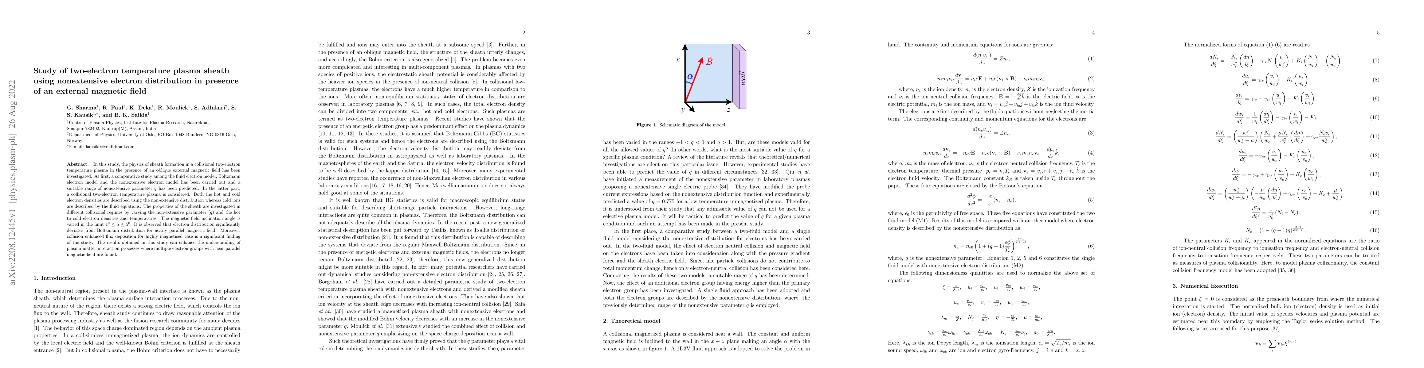 Thumbnail for Study of two-electron temperature plasma sheath using nonextensive
  electron distribution in presence of an external magnetic field