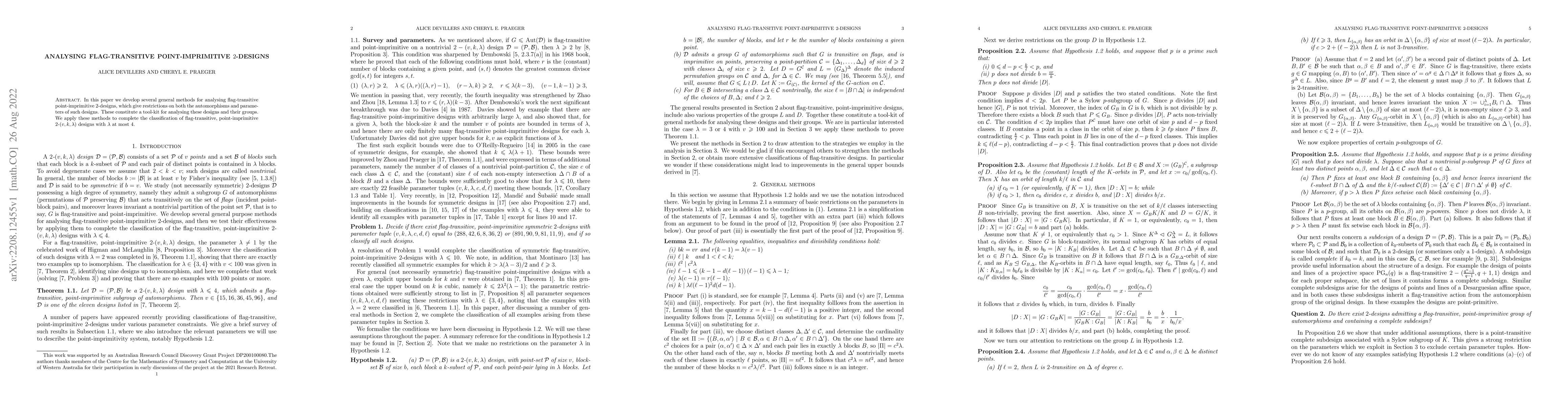 Thumbnail for Analysing flag-transitive point-imprimitive 2-designs