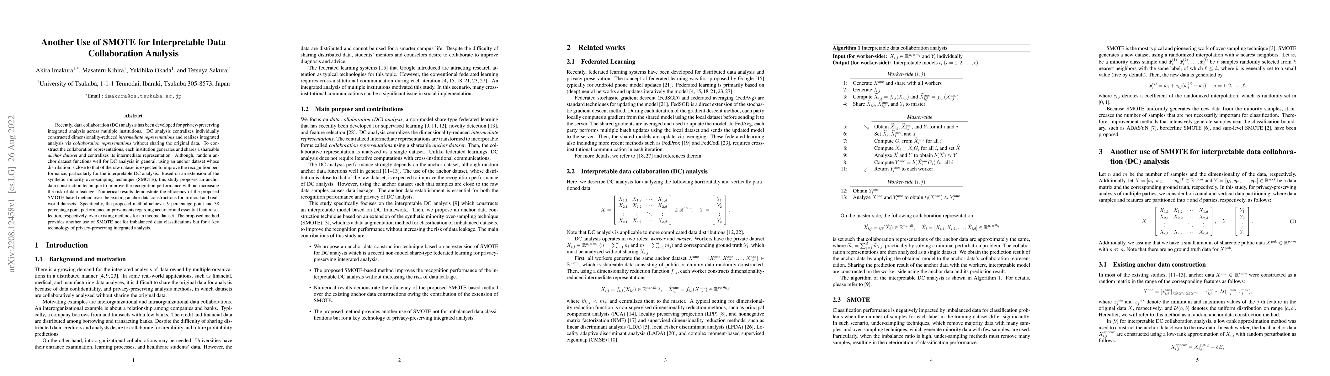 Thumbnail for Another Use of SMOTE for Interpretable Data Collaboration Analysis