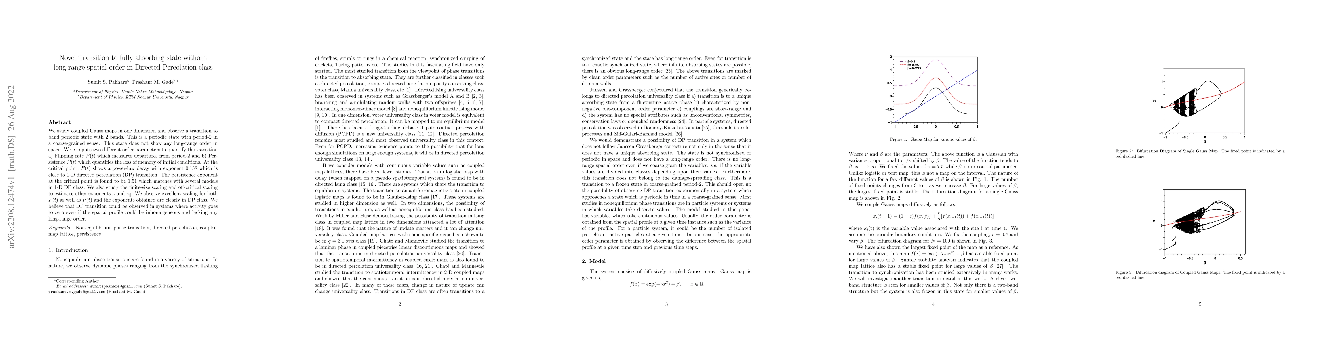 Thumbnail for Novel Transition to fully absorbing state without long-range spatial
  order in Directed Percolation class