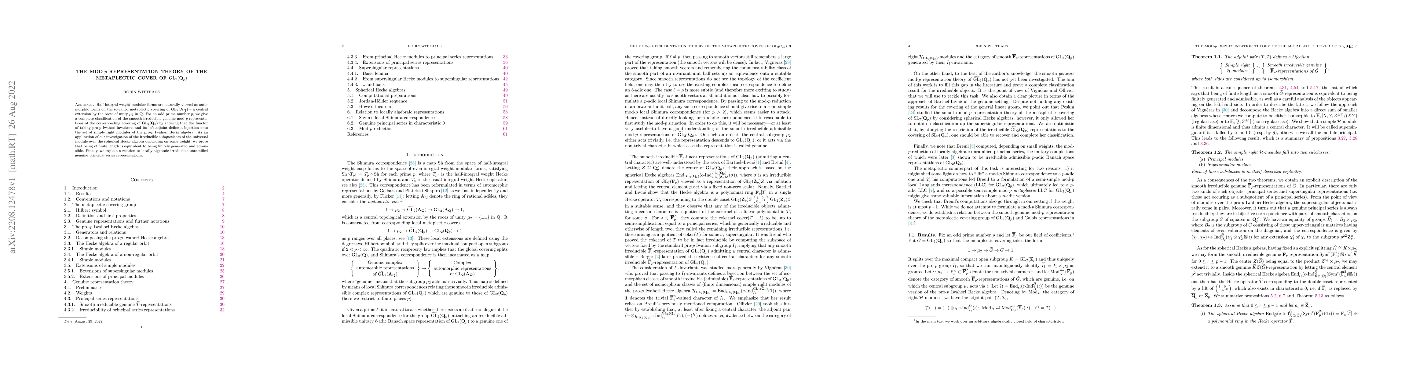 Thumbnail for The mod-$p$ representation theory of the metaplectic cover of
  $\operatorname{GL}_2(\mathbf{Q}_p)$