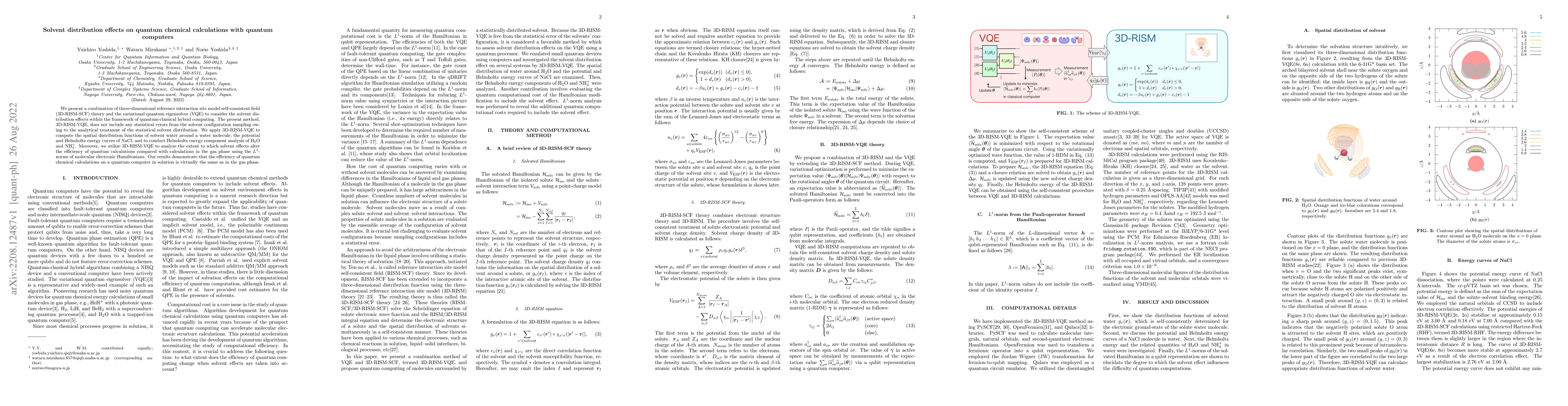 Thumbnail for Solvent distribution effects on quantum chemical calculations with
  quantum computers